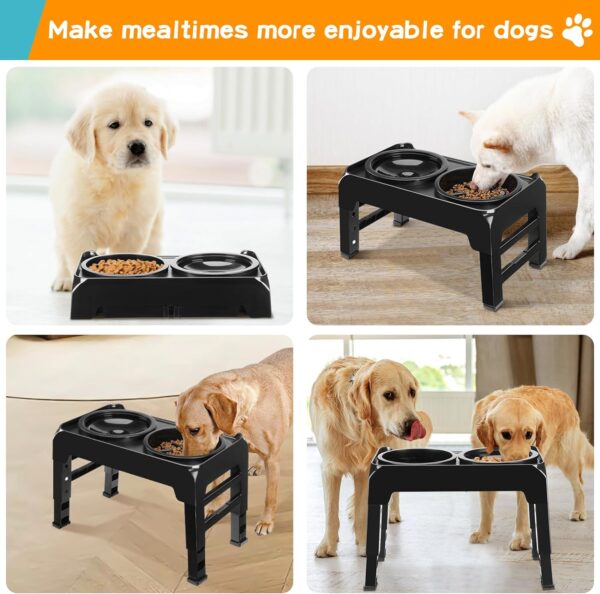 Elevated Dog Bowls, 2-in-1 Dog Feeder with Slow Feeder Dog Bowls & No Spill Dog Water Bowl, 4 Heights Adjustable Raised Dog Bowl Stand Non-Slip & Anti-Dust Dog Food Bowl for Medium Large Dogs, Black - Image 8