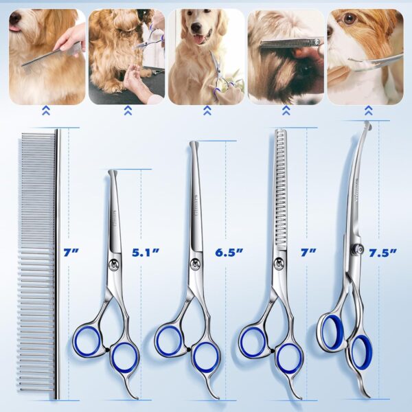 Gimars Cordless 3-Speed Dog Clippers with 6 in 1 4CR Stainless Steel Dog Grooming Scissors Kits, Low Noise Quiet Rechargeable Pets Hair Thick Coats Trimmers Dog Shaver Clippers Kit for Dogs Cats Pet - Image 2