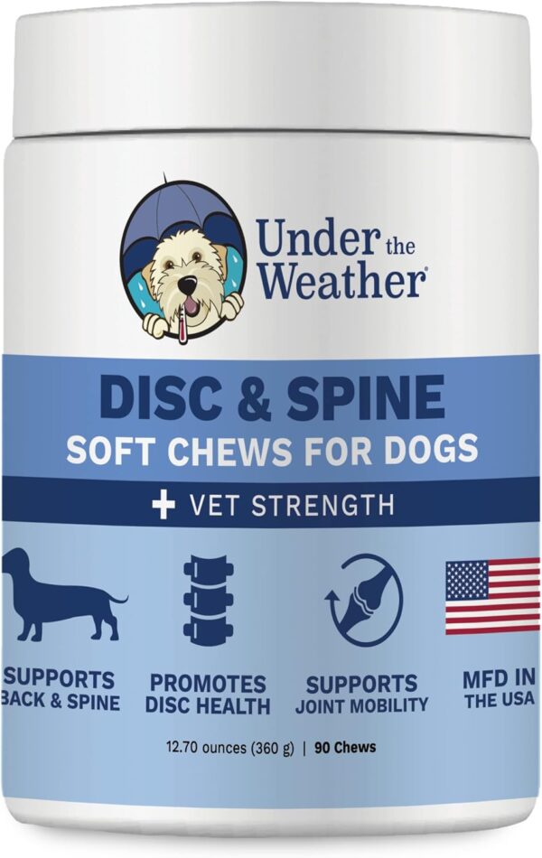 Under The Weather Pet Disc & Spine Health Chews for Dog | Vet Formulated Dog Chews Spinal Disc Support Supplement | Great for Dachshunds & Long Back Breeds with IVDD, Back & Joint Arthritis