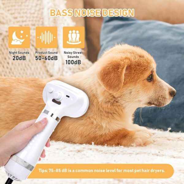 Pet Hair Dryer, Spray Cat Brush for Shedding, 4 in 1 Cat Steam Comb & Dog Blow Dryer with Water Tank and Release Button, 3 Heat Settings, Pet Grooming Brush for Home, Pet Washing Station,White - Image 6