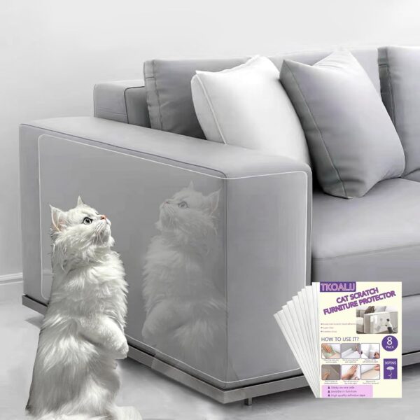 Furniture Cat Scratch Protector - 12 Pcs Clear Self-Adhesive Cat Couch Protectors, Furniture Protectors from Cat Scratching, couch corner protectors for cats (with 52 Twist Pins)