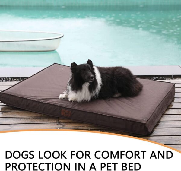 Outdoor All Weather Waterproof Dog Bed, Orthopedic Dog Bed for Extra Large Dogs, Egg Foam Pet Bed with Washable and Removable Oxford Cooling Cover, Brown - Image 2