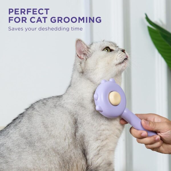 HICC GROOM! Pet Grooming Brush for Cats and Dogs, Self Cleaning Brush with Release Button, Shedding Brush for Short or Long Haired Cats/Dogs, Massage Removes Loose Fur, Tangles (Purple) - Image 5