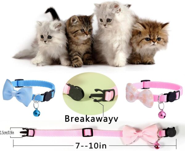 16 PCS Cute Cat Collar with Bells Kitten Collars for Girls Pink Cat Collar Breakaway Cat Collars for Girl Cats Small Kitten Collar with Bell Boy Pet Collar for Cats Kitten Supplies Flower Cat Collar - Image 5