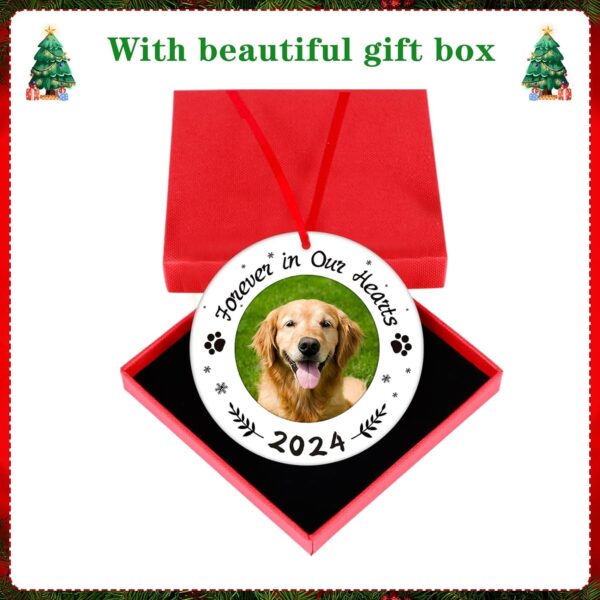 WaaHome Picture Frame Dog Memorial Christmas Ornaments 2024 Forever In Our Hearts Pet Memorial Ornaments for Christmas Tree, Pet Memorial Gifts, Sympathy Remembrance Gifts for Loss of Dog Cat Pet - Image 6