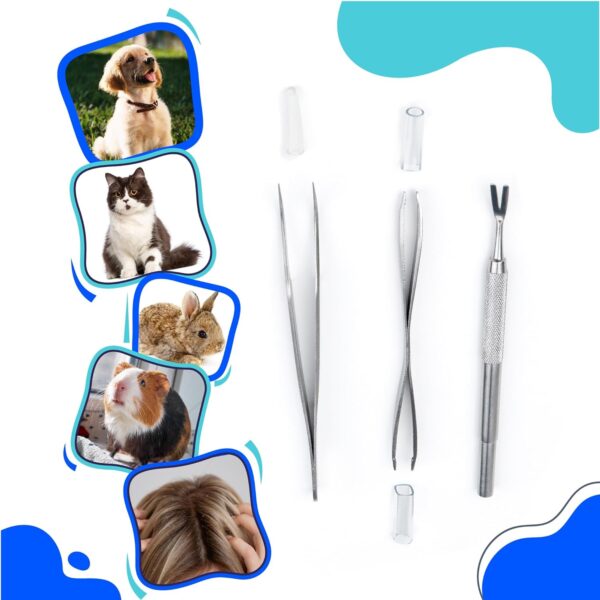 Tick Remover Kit - Stainless Steel Tick Removal for Humans and Pets - Tick Tweezers for Safe and Complete Removal of Big and Small Ticks for Cats and Dogs - Removal Kit with Storage Pouch - Image 5