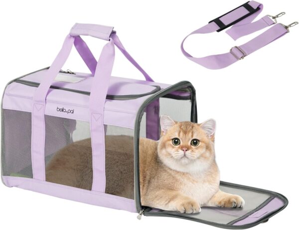 BELLA & PAL Dog Carriers for Small Dogs, Cat Carrier Soft, Pet Carrier Airline Approved, Small Animal Carrier Under 16 Lbs, Puppy dog Collapsible Soft Sided Travel, Lavender, Purple