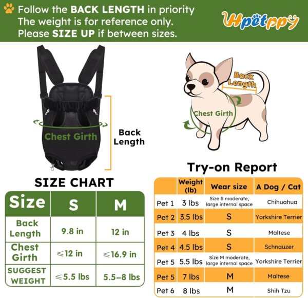 Pet Carrier Backpack, Hands-Free Adjustable Dog Front Carrier Legs Out & Easy-Fit Dog Backpack Carrier for Hiking Camping Traveling Cycling for Small Dogs and Rabbits (Medium, Black) - Image 3