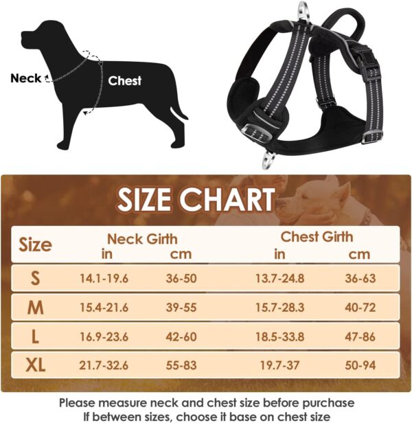 SlowTon No Pull Dog Harness, Heavy Duty No Choke Pet Harness with 2 Leash Clips and Easy Control Vertical Handle, Adjustable Soft Padded Dog Vest for Small, Medium and Large Dogs(Black,Large) - Image 2