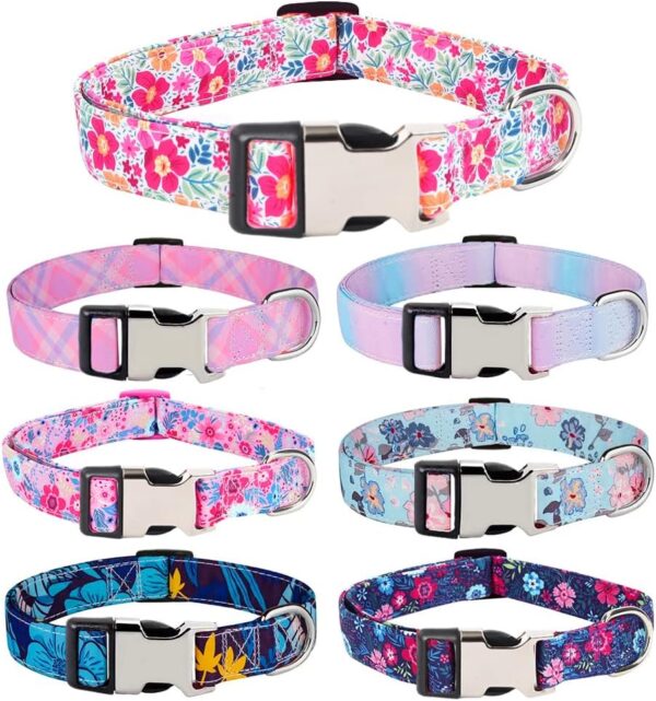 Personalized Dog Collars - Floral Custom Dog Collar with Engraved ID Name and Phone Number - Customized Dog Collars for Puppy Small Medium Large X-Large Boy Girl Dogs (Pack of 1) - Image 3