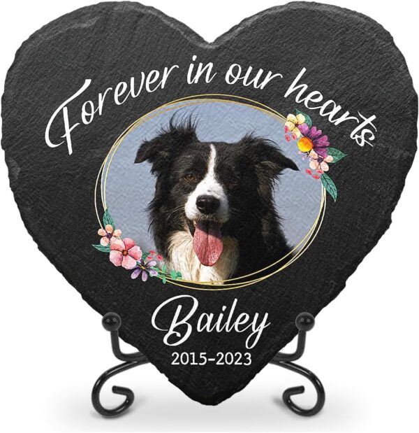 Pawfect House Forever in Our Hearts Personalized Dog Memorial Stone, Dog Memorial Gifts for Loss of Dog, Cat, Pet Memorial Gifts, Grave Decorations for Cemetery, Pet Loss Gifts, Garden Decor