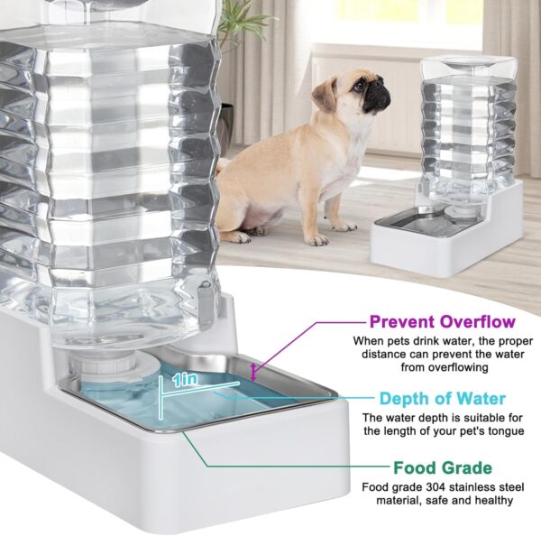 Sfozstra 9L Automatic Dog and Cat Water Dispenser with Stainless Steel Bowl Gravity Waterer,Large Capacity and Drinking,100% BPA-Free,Suitable for Medium and Large-Sized Cats and Dogs (White, 9L) - Image 4