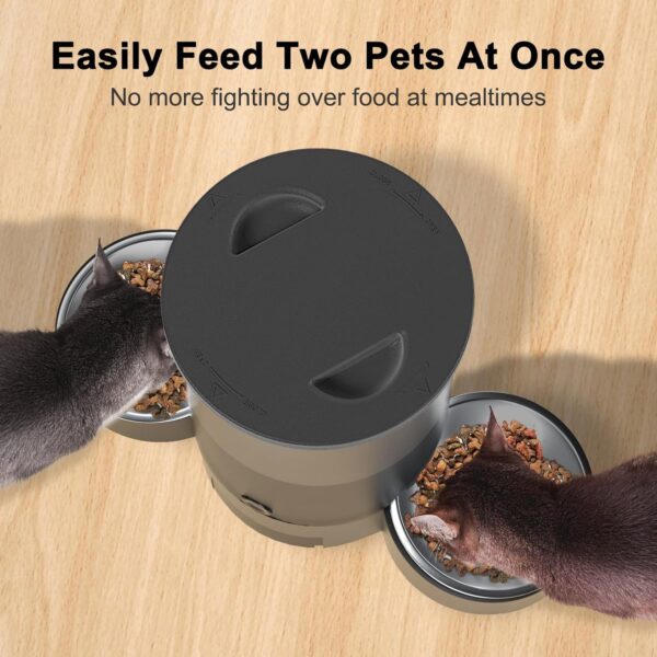 Automatic Cat Feeder for 2 Cats, SURDY 2.4G WiFi Smart Pet Feeder with APP Control for Remote Feeding, 3L Timed Pet Feeder Programmable 1-10 Meals, Dual Power Supply, Desiccant Bag, 10s Meal Call - Image 4