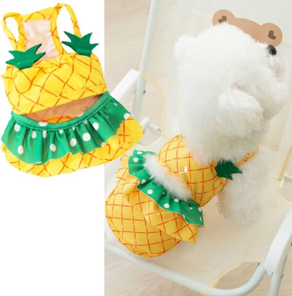 Funny Dog Swimwear Bikini Summer Dog Clothes Beach Swimsuit Puppy Bathing Suit Puppy Vest Cooling Dog Shirts Pet Shirt for Small Dog, Cat Apparel (Large, Yellow Pineapple)