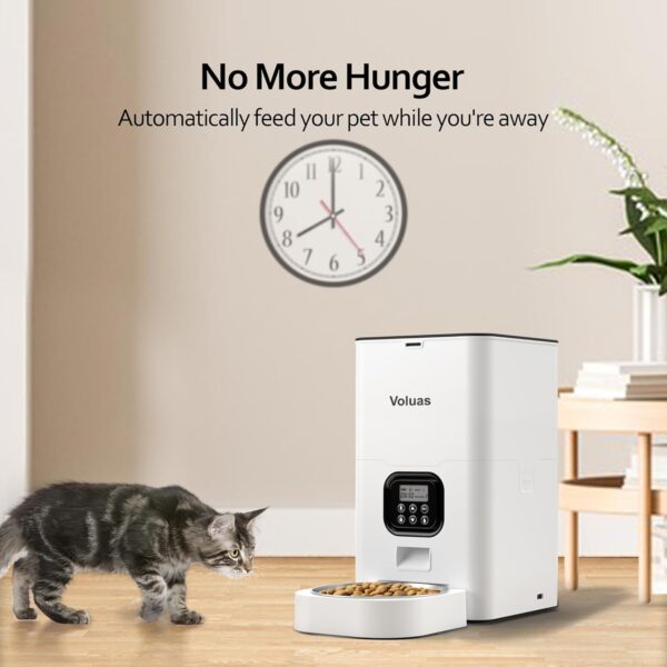 VOLUAS Automatic Cat Feeders - Pet Food Dispenser for Dry Food, Timed Cat Feeder with Desiccant Bag, Programmable Portion Size Control 4 Meals Per Day, 10s Voice Recorder - Image 6