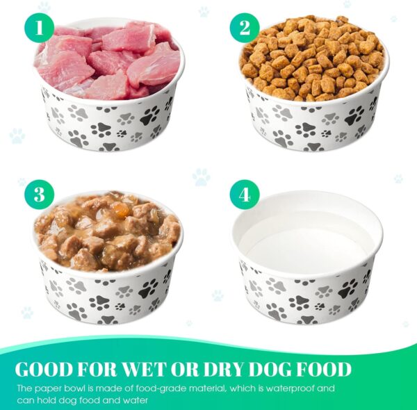 30 Pieces Disposable Dog Bowls Small Pet Feeding Bowls with Printed Pattern Dog Dishes for Small Dogs Pet Paper Food Bowls Travel Bowls for Feeding Dogs and Cats Puppies Dry Wet Food Water (12 oz) - Image 4