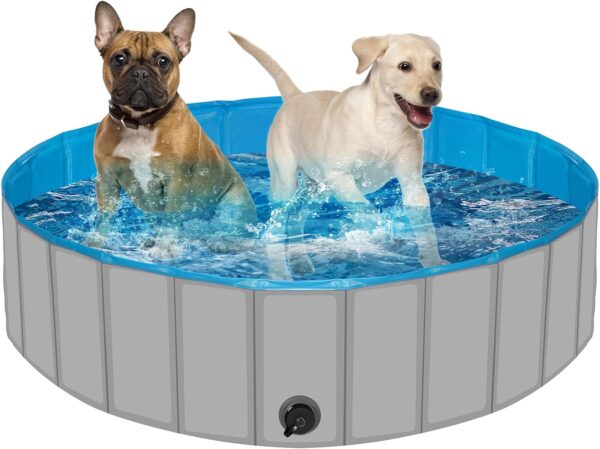 Dog Pool for Large Dogs, Plastic Pool for Dogs, Dog Bathtub Portable, Foldable Pool for Dogs Slip-Resistant (47.2''x 12'')