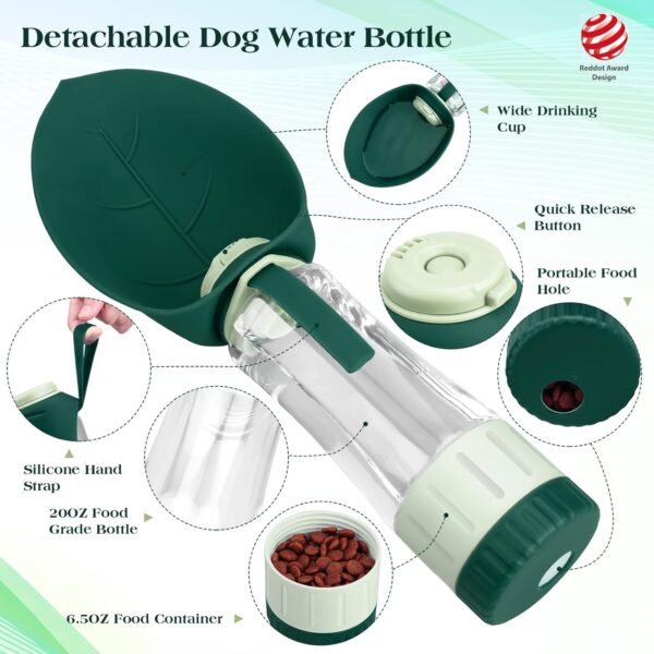 Dog Water Bottle Dispenser for Walking, Pet Water Feeder Container portable with Drinking Cup Bowl Outdoor Hiking, Travel Large Green - Image 2