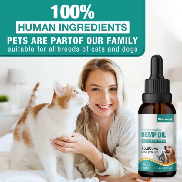 2 Pack Hemp Oil for Dogs Cats - Pure Hemp Drops for Pets Arthritis Pain Anxiety Relief Stress - Dog Herbal Supplements -Hip Joint Support Calming - Skin Health - Omega 3 6 9 Fatty Acids - Made in USA - Image 4