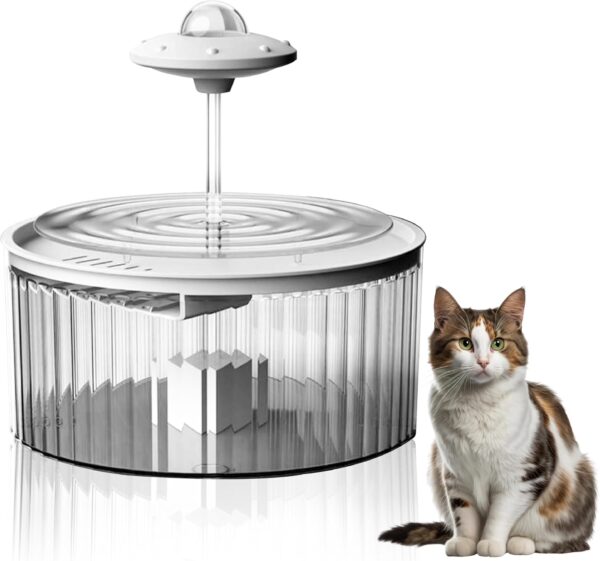 MITSUKI Cat and Dog Water Fountain with 3 Liter Refillable Bowl, Automatic Plastic Dispenser with Advanced Filter, Cute Tabletop, Floor, or Counter Machine, Cute UFO Topper