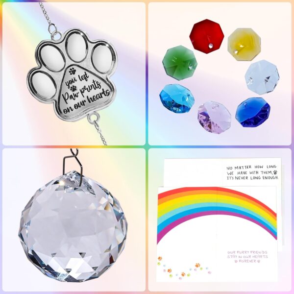 Dog Memorial Suncatcher Pet Memorial Gifts Sympathy Gift for Loss Dog Cat Paw Print Crystal Sun Catcher Rainbow Bridge Rainbow Maker Suncatcher (Paw Print-1.57" Crystal) - Image 2