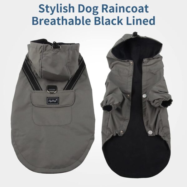 JoyDaog Premium Dog Raincoat with Hood for Extra Small Dogs,Outdoor Sports Waterproof Dog Rain Jacket,Puppy Raincoat with Pockets,Grey XS - Image 4