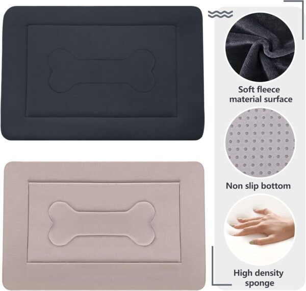 JoicyCo Dog Bed Soft Dog Crate Pad Mat for Medium/Large Dogs 36 in Non-Slip Bottom Washable Dog Sleeping Mattress Pet Beds Cat Bed Kennel Pad, Dark Gray - Image 2