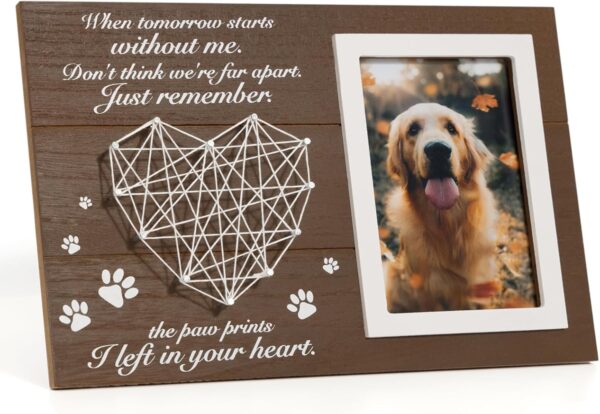 Pet Memorial Gifts, Pet Loss Memorial Frame Leave Paw Prints on our Hearts, Paw Prints Sympathy Frame Gift for Loss of Dog and Cat (#02 Paw Prints Photo Frame)