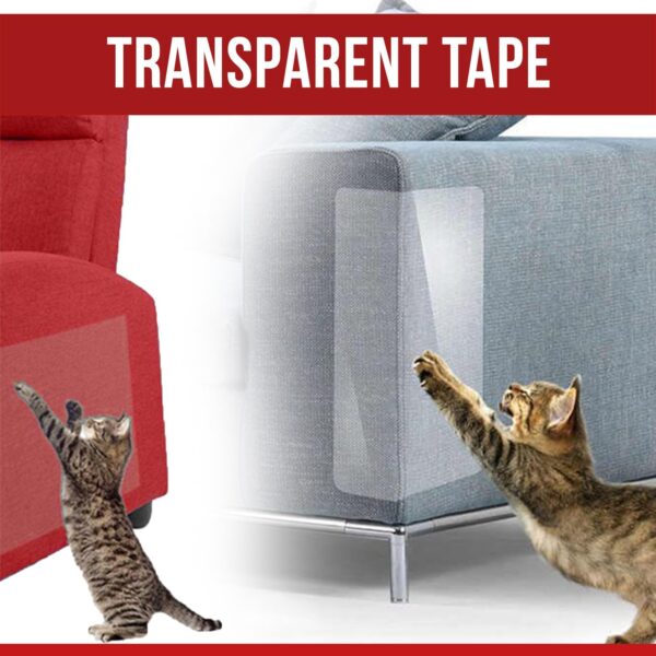 Cat Scratch Deterrent Tape - Anti Cat Scratch for Furniture | 100% Transparent - Double Sided Cat Training Tape | Pet & Kid Safe | Couch, Door, Furniture Protector (10 Sheets) - Image 7