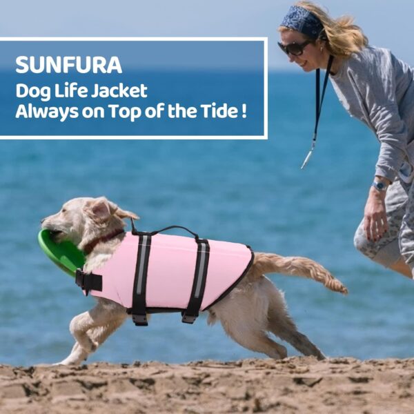 SUNFURA Ripstop Dog Life Jacket, Dog Flotation Life Vests for Swimming, Beach Boating Dog Life Preserver with High Buoyancy and Rescue Handle for Small Medium Large Dogs (Light Pink, XS) - Image 6