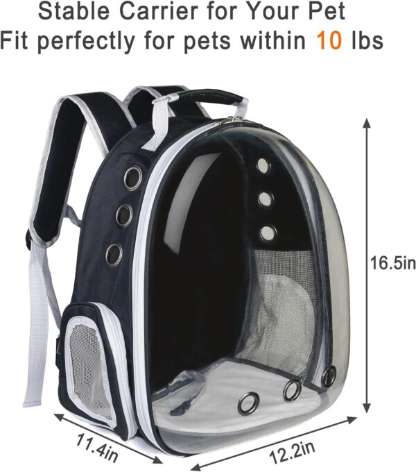 Cat Backpack, Airline Approved Bubble Carrying Bag for Small Medium Dogs Cats, Space Capsule Pet Carrier Dog Hiking Backpack Travel Carrier(Black) - Image 5