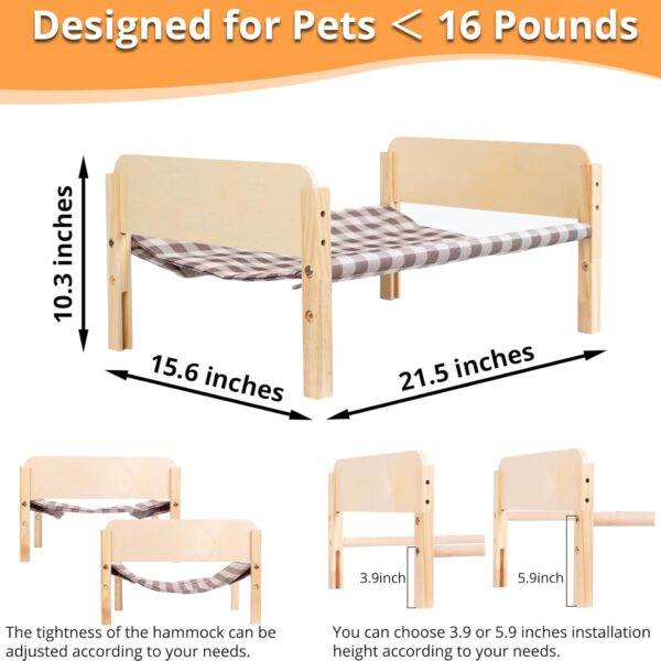 Durable Wooden Pet Bed, Stackable Pet Hammock for Cat & Small Dog - Adjustable Heights, Stylish Design, Easy to Clean - Image 5