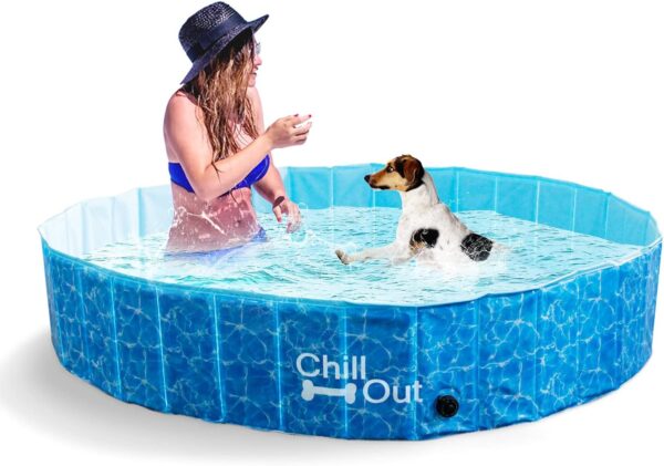 ALL FOR PAWS Dog Swimming Pool Foldable Pool Dog Tub Outdoor Pool with MDF Board Inside and Anti-Skid Inner Layer Suitable for Dog Cat Pet L (48") - Image 5