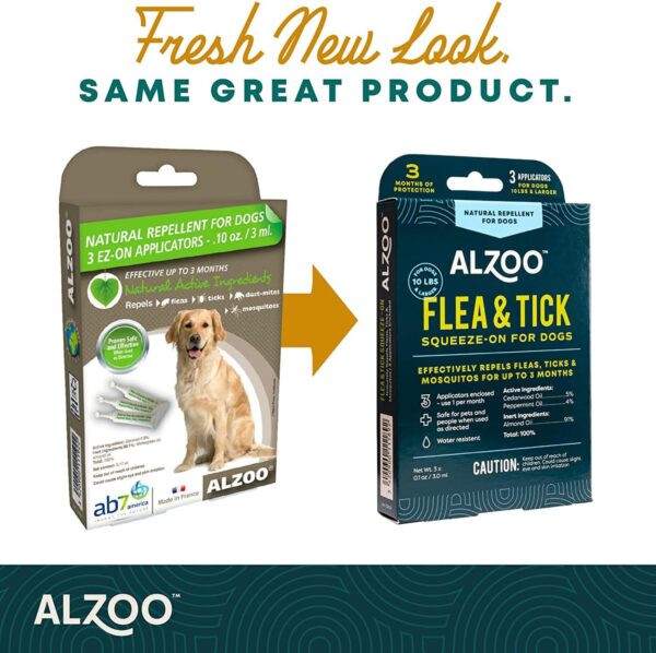 Flea & Tick Squeeze-On for Dogs, Helps Repel Fleas, Ticks & Mosquitos, Up to 3-Months Protection, 100% Plant-Based Active Ingredients, Water-Resistant, 3 EZ-On Applicators Per Pack - Image 2