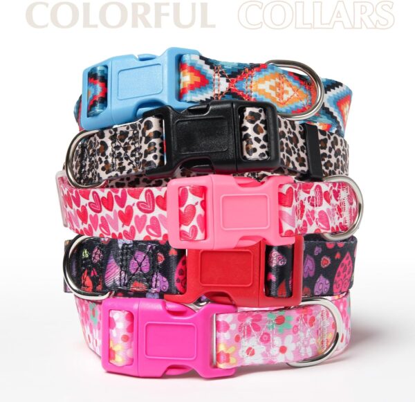 Pink Dog Collar for Girl Dogs, Adjustable Cute Flower Dog Collars, Soft Nylon Collar for Small Medium Large XL Dogs (Floral L) - Image 5