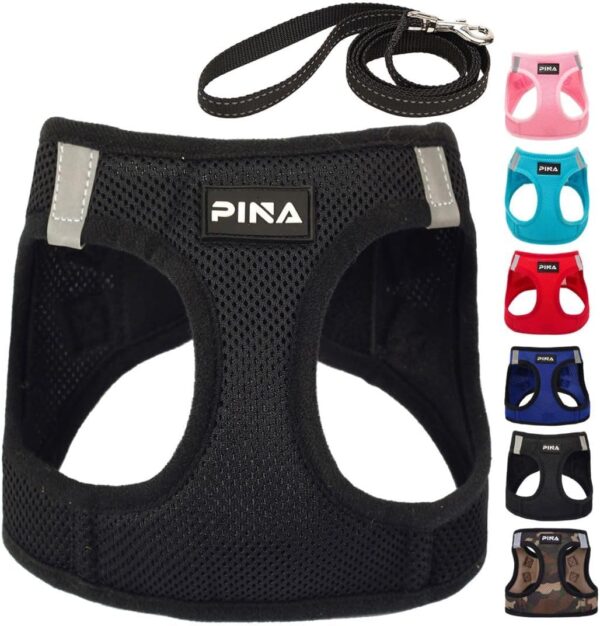 PINA Dog Harness for Small Dogs No Pull, Small Dog Harness and Leash Set, No Choke Breathable Mesh Dog Vest Harness, Lightweight Adjustable Small Medium Dog Harness - Easy to Put On and Take Off