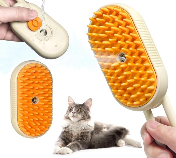 Steam Cat Brush, 3 in1 Steamy Pet Hair Brush for Dogs & Cats, Massage Grooming Brush With Water Spray for Removing Static Flying Hair Cat Supplies, Dog Comb for Shedding