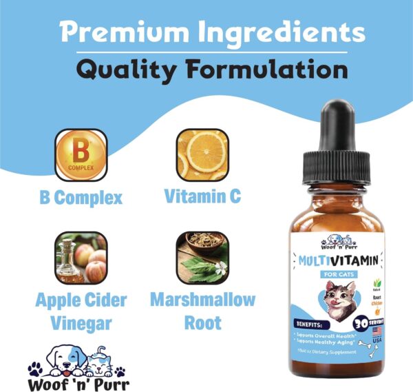 Cat Multivitamin - Promotes Healthy Skin & Coat, Joint Support, Longevity & More - Cat Vitamins - Cat Supplements & Vitamins - Cat Vitamins for Indoor Cats - Kitten Vitamins - Cat Immune Support - 1oz - Image 5