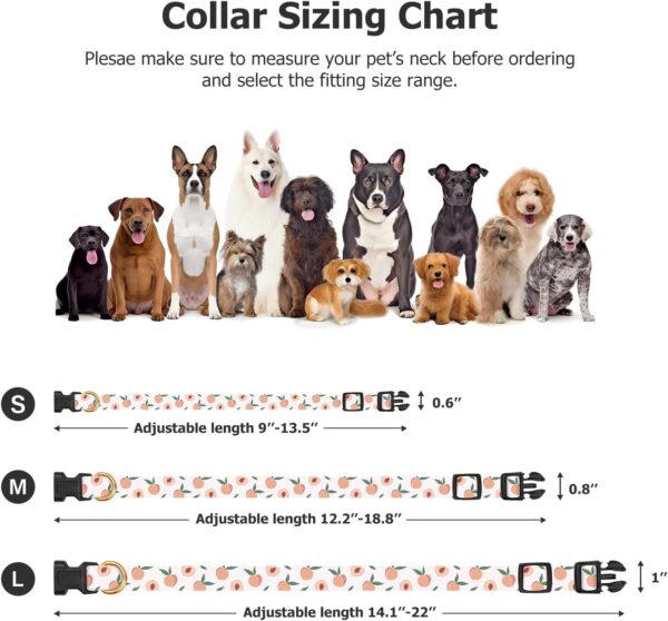 Handmade Dog Collar for Small Medium Large Dogs,White Peach with Pendant Fall and Winter Fashions Dog Collar,Ideal for Girl Dogs Boy Dogs (Large) - Image 3