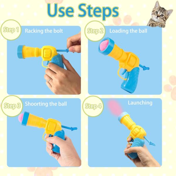 1 Cat Ball Launcher + 10Pcs 1.2’’Cat Toy Balls Silent Plush Elastic Cat Ball Toy Indoor Interactive Toys for Kitty, Dog and Pet, Ball Shooter for Training and Playing - Image 5