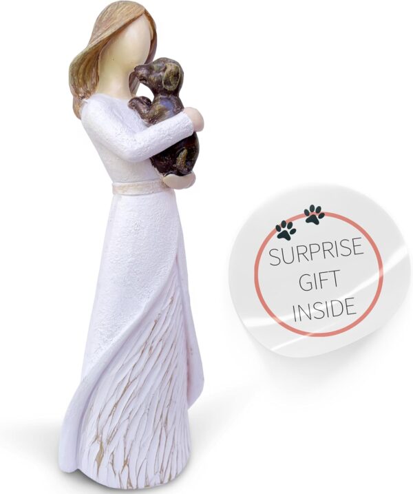 Dog Memorial Gifts for Loss Dogs - Pet Remembrance - Loss of pet Sympathy Gift - Commemorative Sculpture Figure of a Woman Hugging her Dog - Home Decor - Hand Painted Resin Figurine - 5.9 in