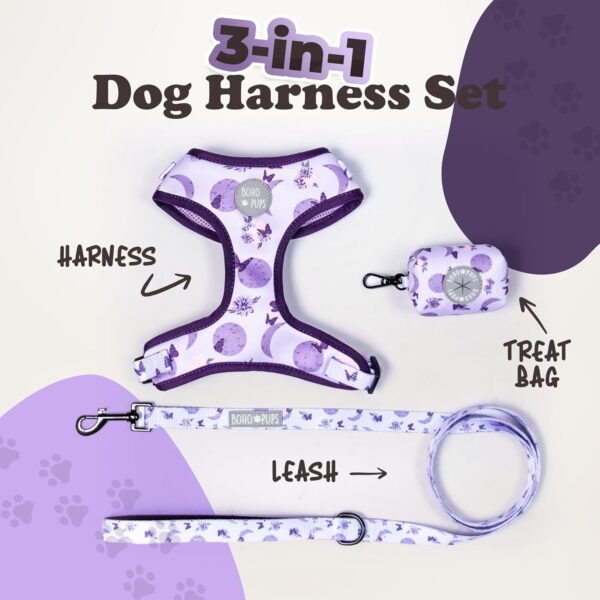 Boho Pups – Dog Leash & Harness Sets – Variety of Creative Designs – Dog Harness with D-Ring on The Back – Durable Dog Collars, Harnesses & Leashes – with Secure Attachment - Moon Child (S) - Image 2