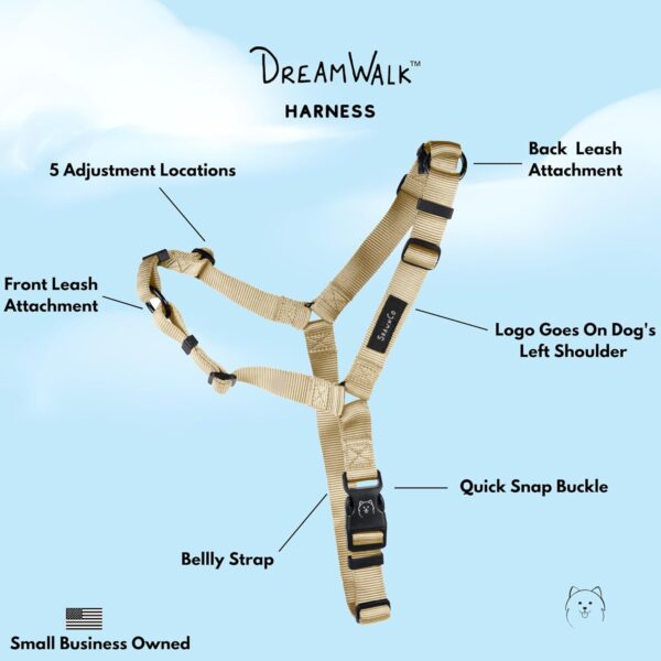 ShawnCo Dream Walk No-Pull Dog Harness- Adjustable, Comfortable, Easy to Use Pet Halter to Help Stop Pulling for Small, Medium and Large Dogs (Driftwood, M) - Image 2