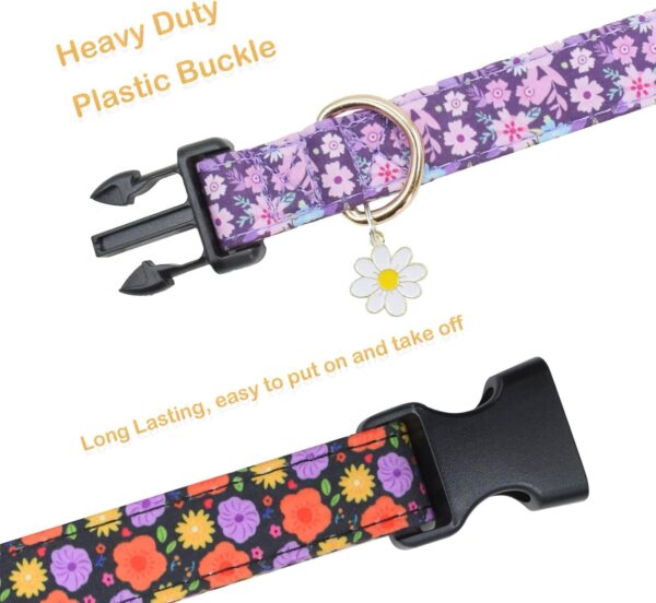 2 PCS Cotton Dog Collar Soft Cute Flower -3 Sizes Soft Nylon Puppy Collar Adjustable for Girl Female Small Medium Large Dogs… (Flower-5, M(13-18in)) - Image 2