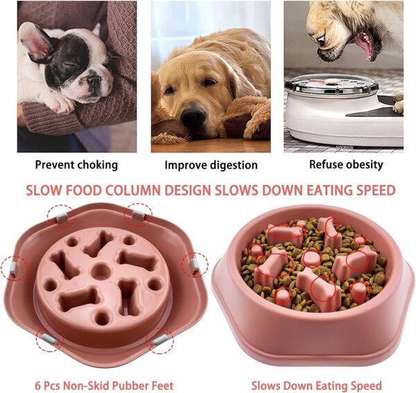 CAISHOW Slow Feeder Dog Bowl Anti Gulping Healthy Eating Interactive Bloat Stop Fun Alternative Non Slip Dog Slow Food Feeding Pet Bowl Slow Eating Healthy Design for Small Medium Size Dogs - Image 6