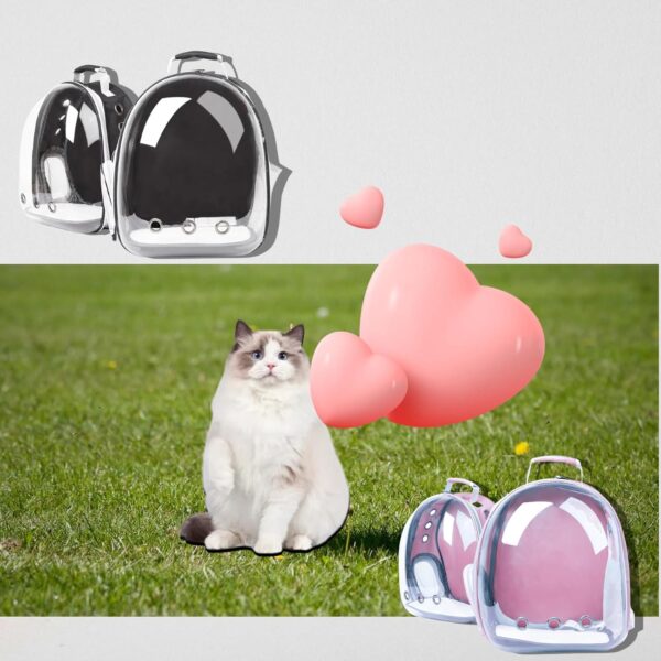 Cat Backpack Bubble, Cats and Dogs Pet Carrier Hard, Suitable for Cats Traveling Cat Bag Carrier, Transparent Outdoor Waterproof Spacecraft Pet Backpack Carrier(Black) - Image 7