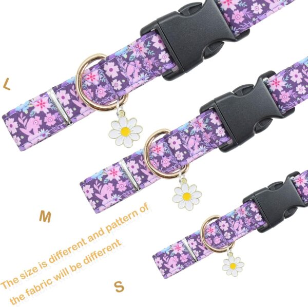 2 PCS Cotton Dog Collar Soft Cute Flower -3 Sizes Soft Nylon Puppy Collar Adjustable for Girl Female Small Medium Large Dogs… (Flower-5, M(13-18in)) - Image 4