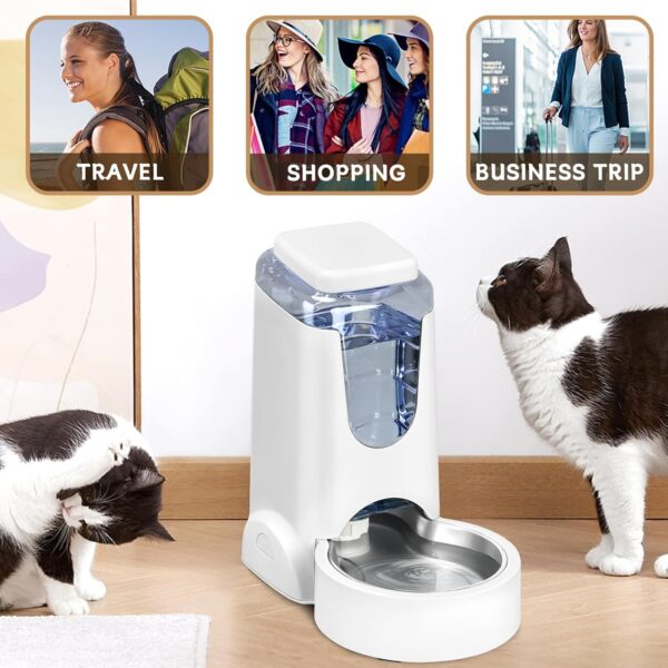 Automatic Cat Feeder and Water Dispenser with Stainless Steel Bowl Dog Gravity Food Feeder and Waterer for Small Medium Pets Puppy Kitten 1 Gallon x 2 - Image 7