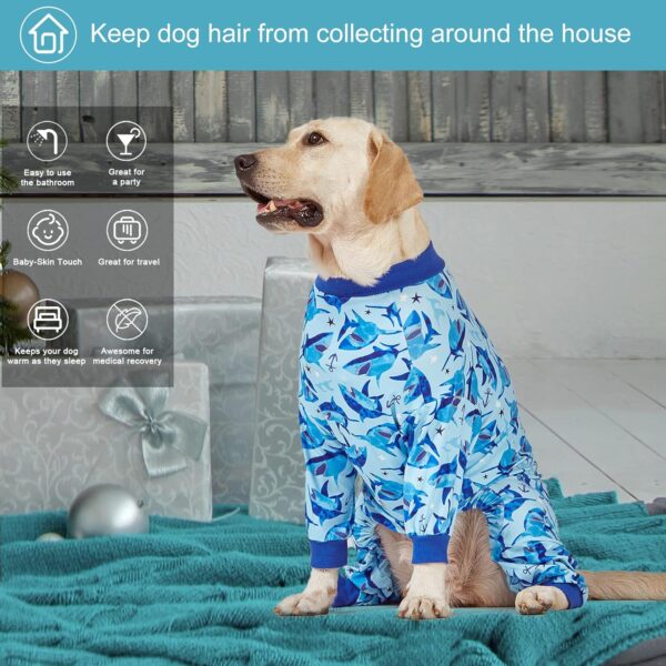 LovinPet Pit Bull Clothing: Pjs for Large Dogs, Lightweight onesie, Sea Shark Action Print, Dog Clothing, UV Protection, Easy Wearing Adorable Dog Jumpsuit/Medium - Image 6