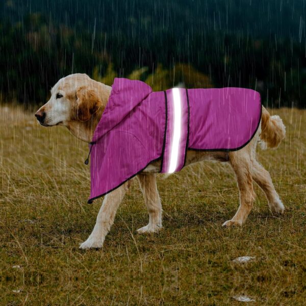 Waterproof Dog Raincoats - Hooded Raincoats for Dogs, Adjustable Reflective Dog Rain Coat, Windproof Dog Rain Jacket Pet Rain Slicker Poncho for Small, Medium, Large Dogs (X-Large, PINK) - Image 5